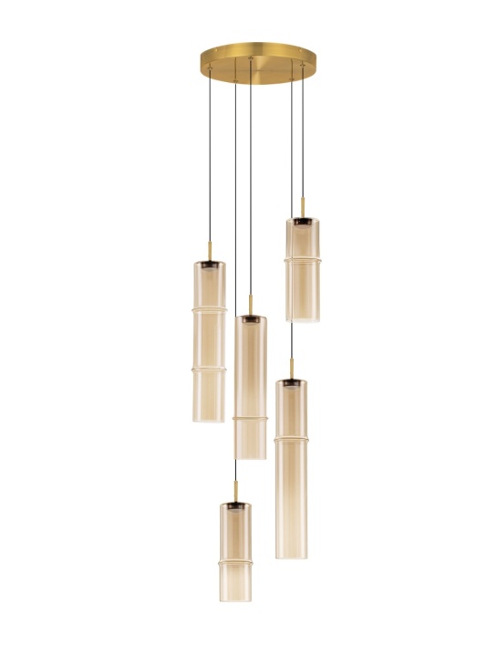 Corp de iluminat suspendat Sano Auriu periat / Auriu / Cognac Ø34 x H 75-200 cm - Img 2