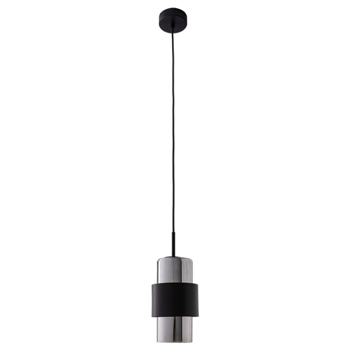 Pendul Amalfi 1xE27 - Negru mat, Crom - Img 2