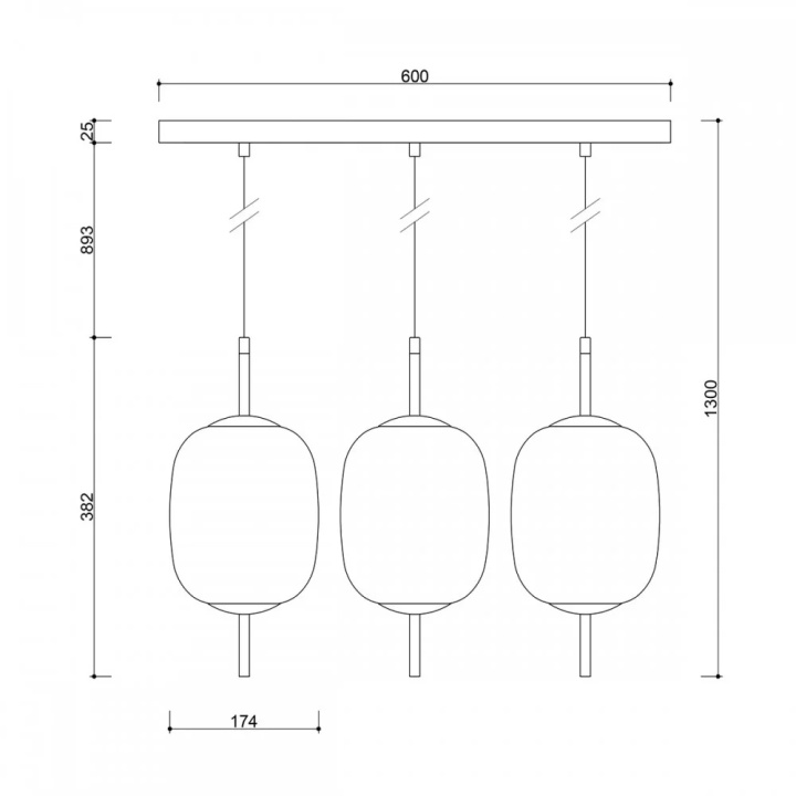 Pendul EPLI MINI 3L white triple, alb - Img 2