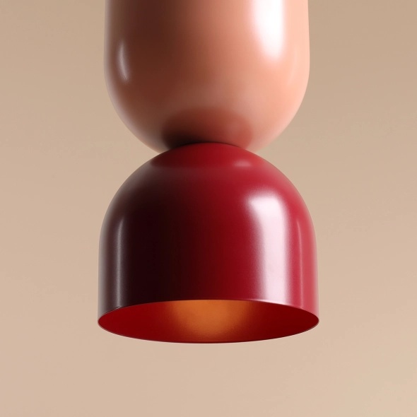 Pendul Lui 15 cm 1xE27 - Roșu vin + Coral - Img 3