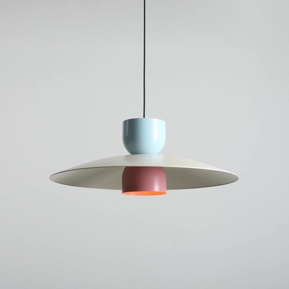 Pendul Nutta 65 cm 1xE27 - Albastru deschis + Crem - Img 5
