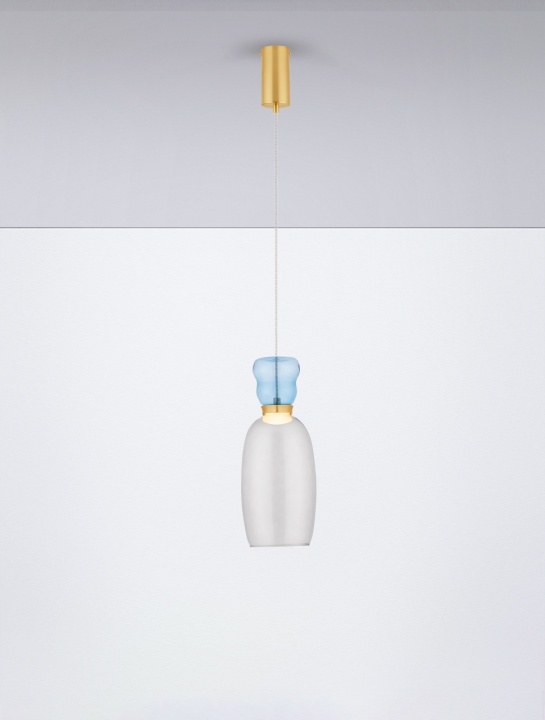 Pendul Pluma Glossy Light Blue, Smokey / Auriu Ø15 x H 179 cm - Img 4