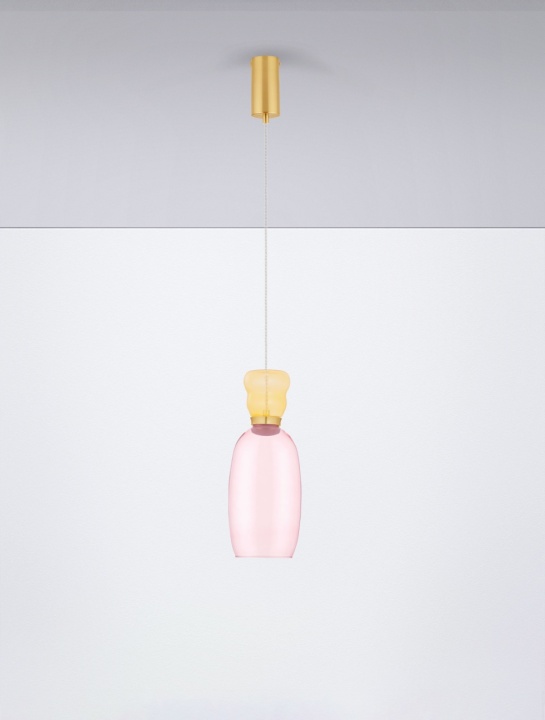 Pendul Pluma Glossy Yellow, Pink / Auriu Ø15 x H 179 cm - Img 3