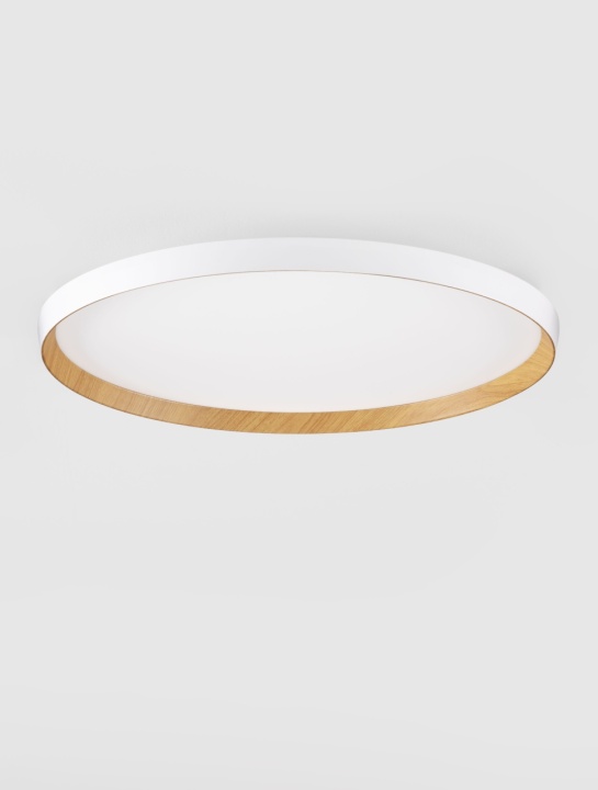 Plafoniera Vomos Alb / Lemn Ø60 x H 7 cm - Img 3