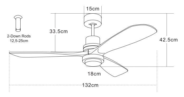 Ventilator suspendat cu lumină Modena 3000K,4000K,6000K - Negru mat, Natural - Img 4