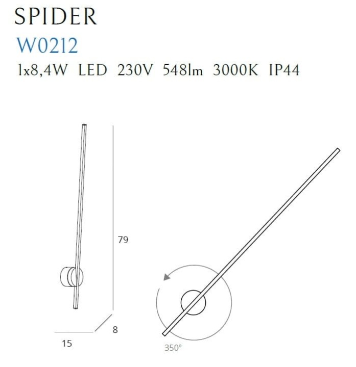 Aplică de perete Spider alb - Img 3