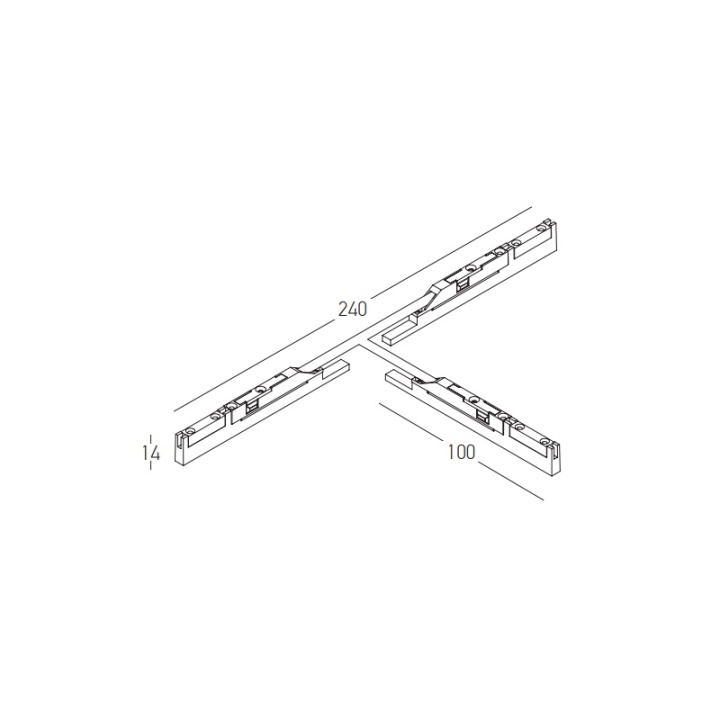 Conector tip 'T' pentru sina magnetica 5mm Minima - Negru mat - Img 3