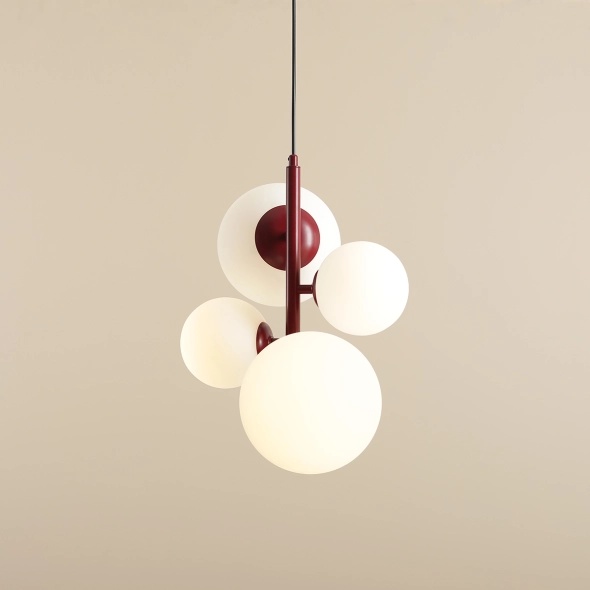 Corp de iluminat suspendat Bloom 46 cm 2xE14 / E27 - Roșu vin - Img 2