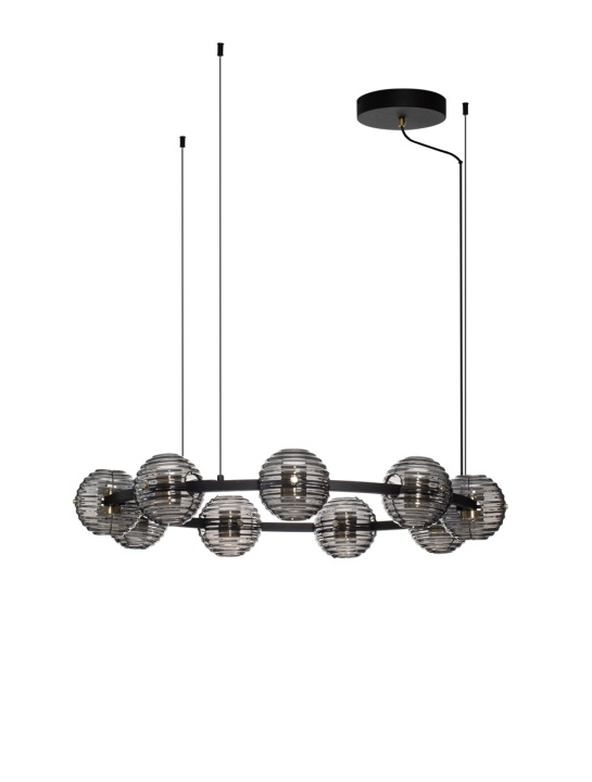 Corp de iluminat suspendat Las Negru / Auriu / Gri Ø91 x H 160 cm - Img 2