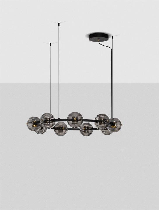 Corp de iluminat suspendat Las Negru / Auriu / Gri Ø91 x H 160 cm - Img 3