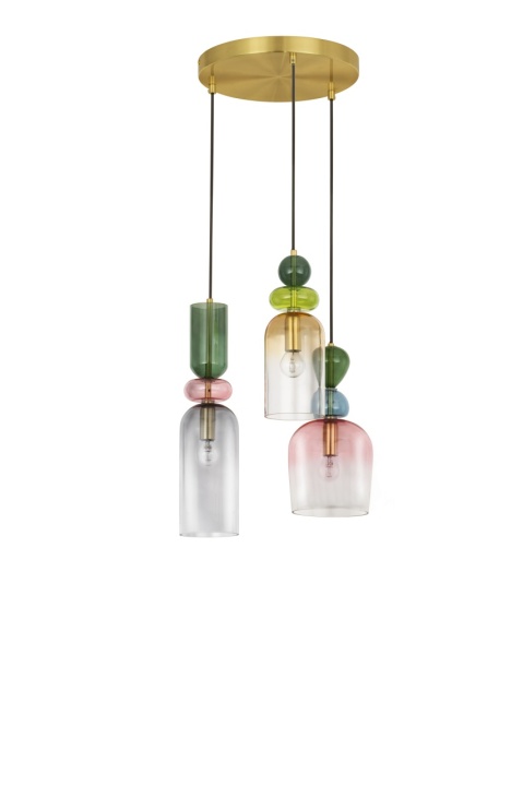 Corp de iluminat suspendat Murano Gri / Auriu Ø42 x H 120 cm - Img 2