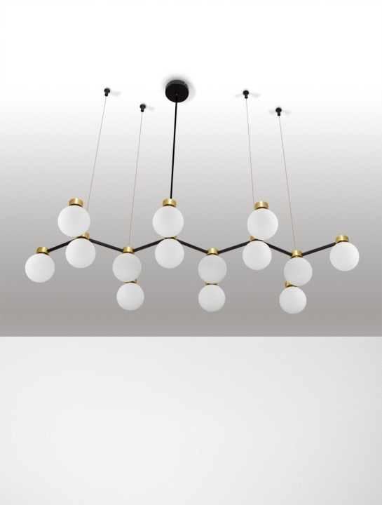 Corp de iluminat suspendat Ovalino Opal / Negru / Auriu 107 x 47 x 157 cm - Img 3