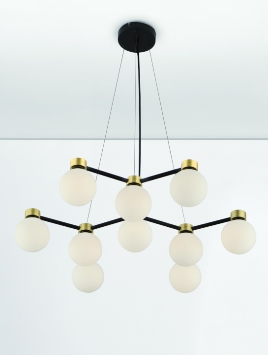 Corp de iluminat suspendat Ovalino Opal / Negru / Auriu 66 x 63 x 148 cm - Img 4