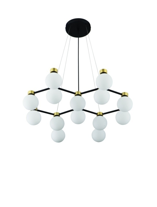 Corp de iluminat suspendat Ovalino Opal / Negru / Auriu 73 x 64 x 143 cm - Img 5