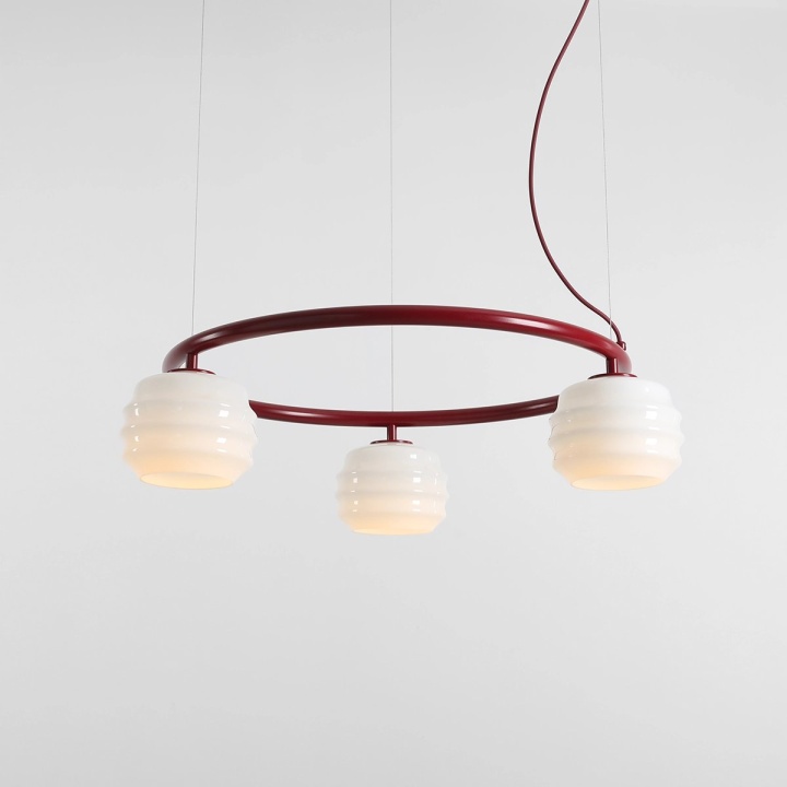 Corp de iluminat suspendat Puff Ring 63 cm 3xE27 - Roșu vin - Img 2