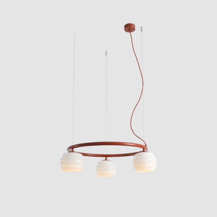 Corp de iluminat suspendat Puff Ring 63 cm 3xE27 - Teracotă - Img 3