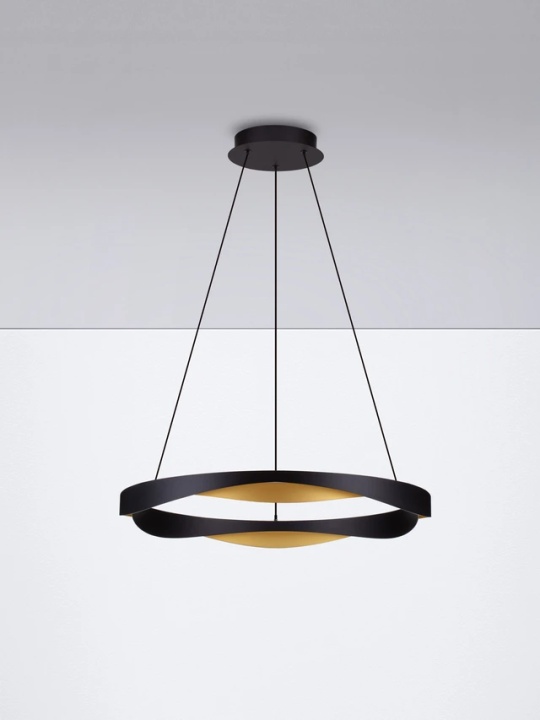 Corp de iluminat suspendat Radon Negru / Auriu Ø65 x H 160 cm - Img 3