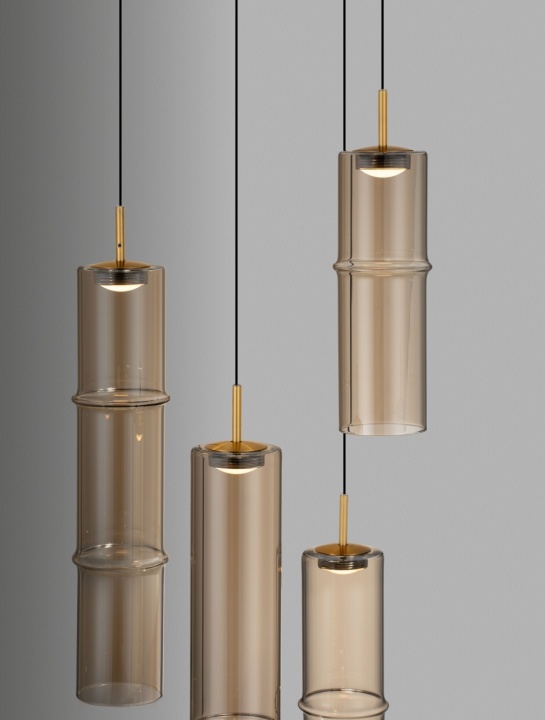 Corp de iluminat suspendat Sano Auriu periat / Auriu / Cognac Ø34 x H 75-200 cm - Img 5