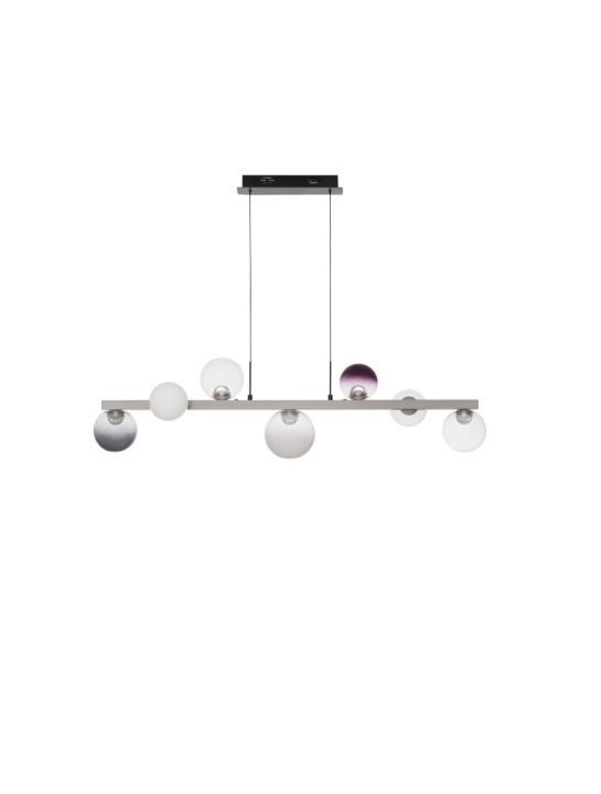 Corp de iluminat suspendat Silenzio Nikel periat / Transparent / Opal 115 x 25 x 120 cm - Img 2