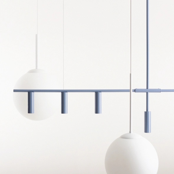 Corp de iluminat suspendat Trevo 126 cm 6xGU10 MINI - Albastru prăfuit - Img 4