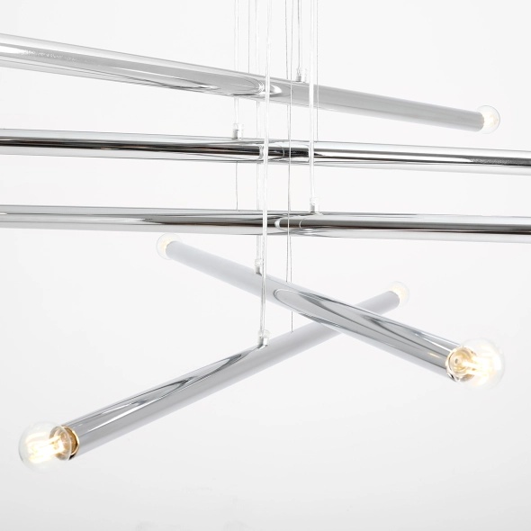 Corp de iluminat suspendat Tubo 100 cm 10xE14 - Crom - Img 5