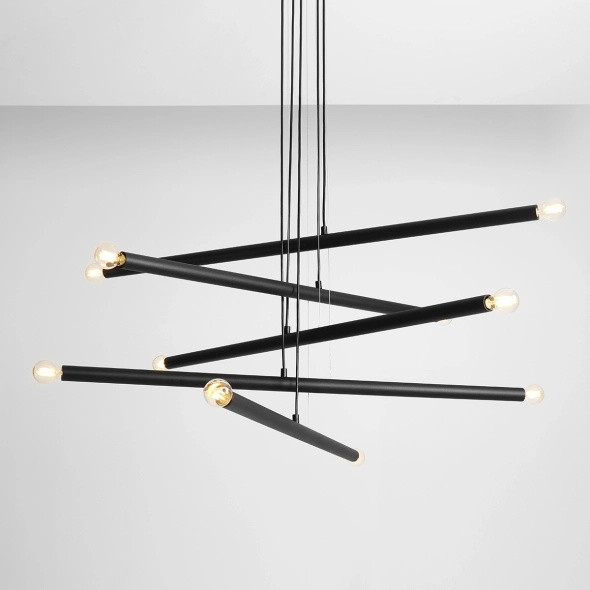 Corp de iluminat suspendat Tubo 100 cm 10xE14 - Negru - Img 5