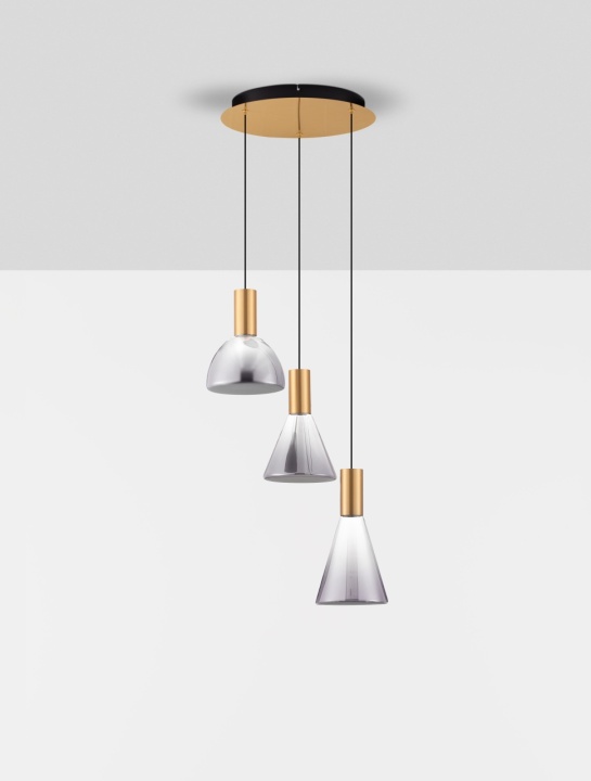 Corp de iluminat suspendat Voi Gradient Smokey / Auriu Ø43 x H 150 cm - Img 3