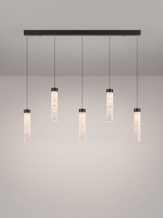 Corp de iluminat suspendat Zelon Negru / Transparent 90 x 6 x 150 cm - Img 4