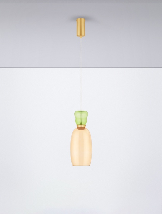 Pendul Pluma Glossy Light Green, Yellow / Auriu Ø15 x H 179 cm - Img 3