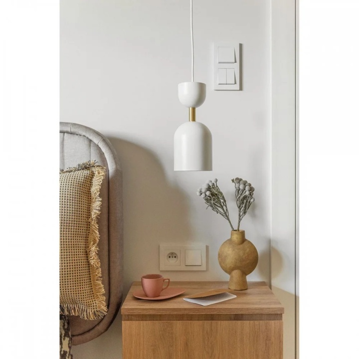 Pendul SUPURU white with a brass tube, alb / auriu - Img 2
