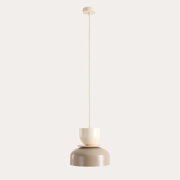 Pendul Uto 30 cm 1xE27 - Bej + Crem, lemn deschis - Img 4