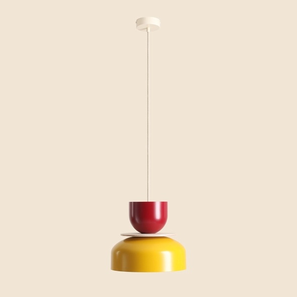 Pendul Uto 30 cm 1xE27 - Roșu vin + Muștar - Img 3