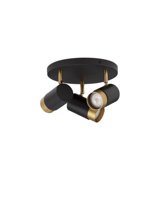 Plafoniera Pogno Negru / Auriu Ø22 x H 14 cm - Img 2