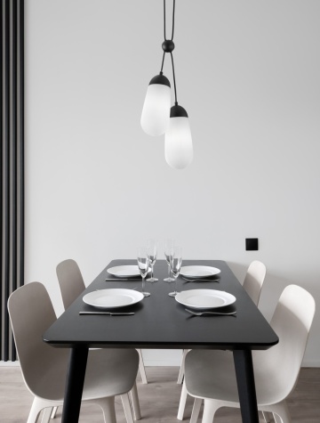 Corp de iluminat suspendat Blaky Opal / Negru 25 x 13 x 150 cm
