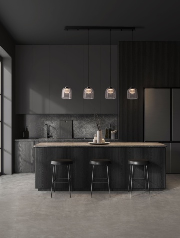 Corp de iluminat suspendat Dione Negru / Smokey 100 x 14 x 200 cm