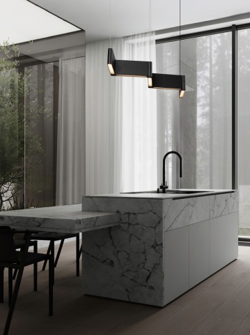 Corp de iluminat suspendat Flusso Negru 124 x 7 x 120 cm