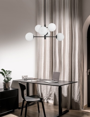 Corp de iluminat suspendat Impero Opal / Negru Ø70 x H 81/130 cm