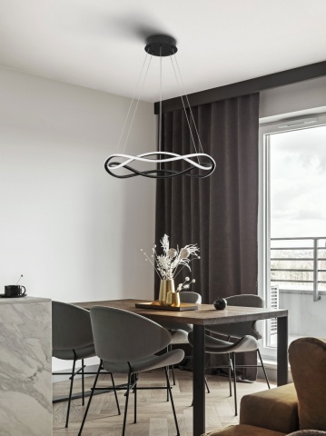 Corp de iluminat suspendat Jinal Negru Ø45 x H 120 cm
