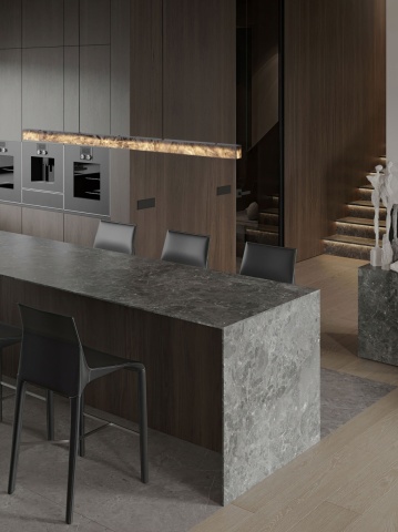 Corp de iluminat suspendat Valley Natural / Negru 121 x 3,7 x 180 cm