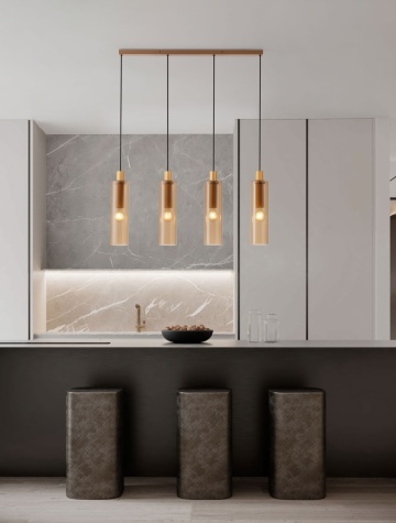 Corp de iluminat suspendat Zoella Auriu / Chihlimbar 88 x 10 x 248 cm
