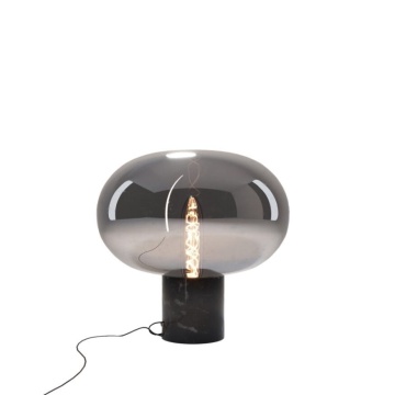 Lampă de masă Moonstone sticlă fumurie/marmură neagră
