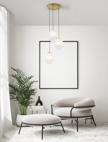 Corp de iluminat suspendat Chrysi Alb / Auriu Ø43 x H 120 cm