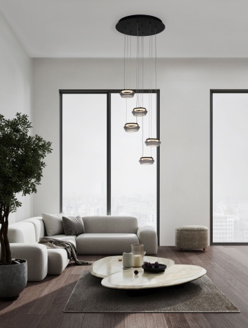 Corp de iluminat suspendat Jailyn Negru / Smokey Ø45 x H 200 cm