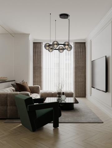 Corp de iluminat suspendat Las Negru / Auriu / Gri Ø63 x H 160 cm
