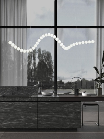 Corp de iluminat suspendat Perla Crom / Opal 187 x 56 x 200 cm
