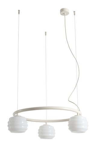 Corp de iluminat suspendat Puff Ring 63 cm 3xE27 - Alb bumbac