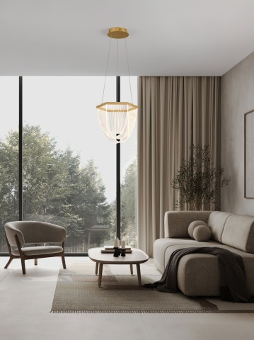 Corp de iluminat suspendat Valentin Gold Matt Ø35 x H 120 cm