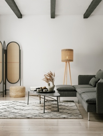 Lampadar Plette Natural / Negru Ø39 x H 165 cm