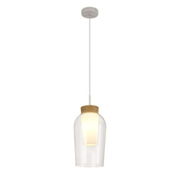 Pendul Nora Ø 18 cm - Alb/ Lemn
