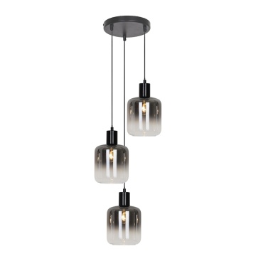 Corp de iluminat suspendat 3 lumini Adam - Negru / Transparent